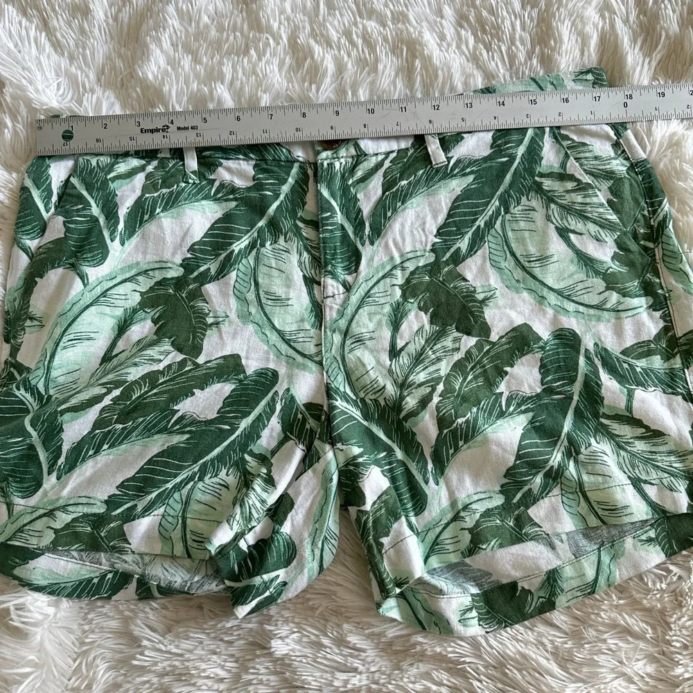 Old Navy Chino Shorts Palm Print Linen Blend Casual Green/White Size 12 NWOT - Picture 9 of 11